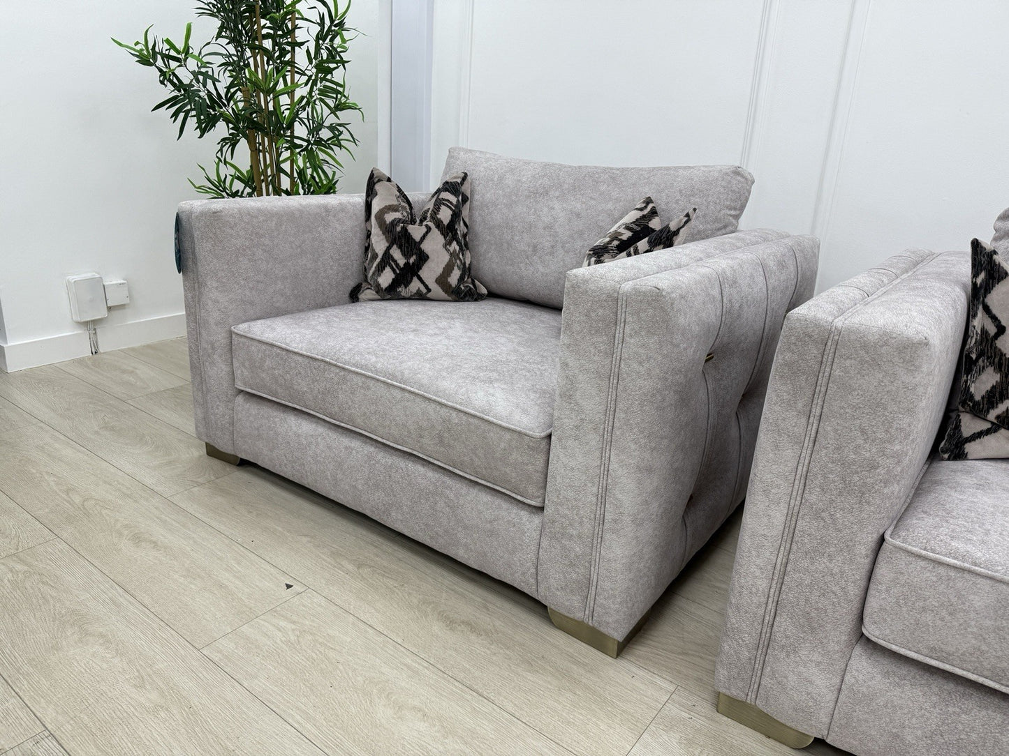 Sofology Titan Fabric Loveseat Full Back in Marina Stone/Stone Mix