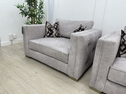 Sofology Titan Fabric Loveseat Full Back in Marina Stone/Stone Mix