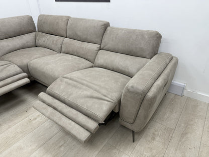 DFS San Mateo Power Recliner Corner Sofa In Stone Fabric