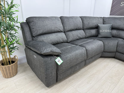 Oak Furnitureland Goodwood Power Recliner Corner Sofa In Plush Charcoal Fabric