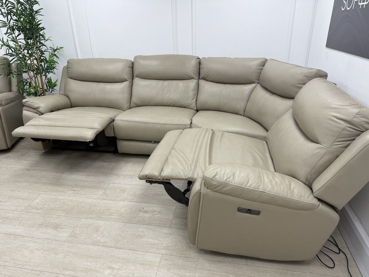 DFS Trek Power Recliner Corner Sofa In Taupe Leather