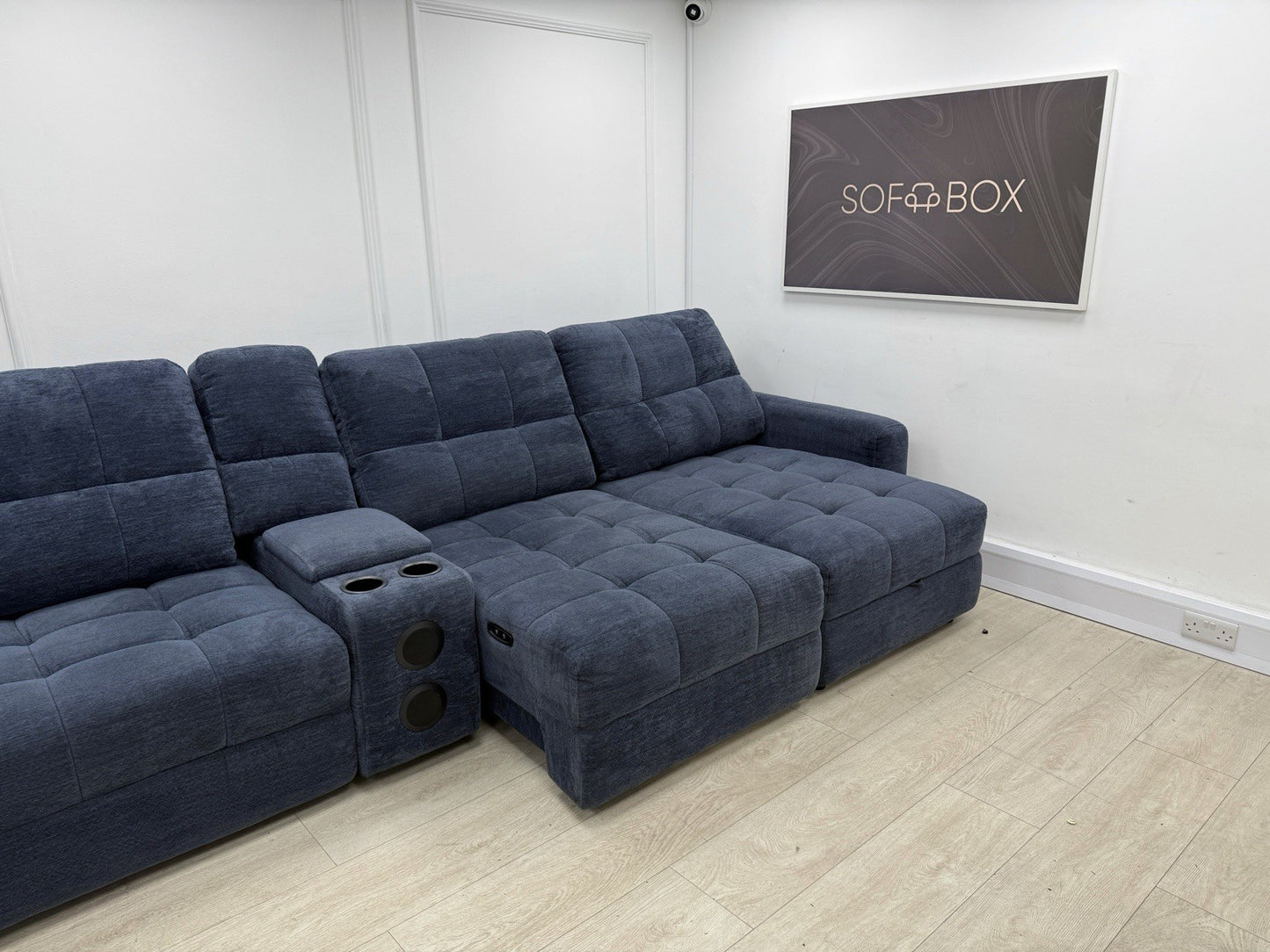 DFS Steller XL Power Chaise Recliner Sofa In Nuova Midnight Fabric