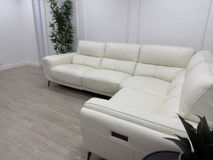 DFS San Antonio Power Recliner Corner Sofa In Snow Leather