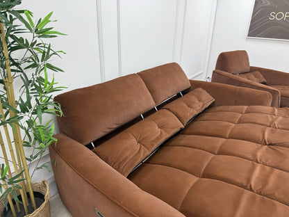 DFS Elektra Power Recliner Sofa, Armchair & Footstool Set In Burnt Orange