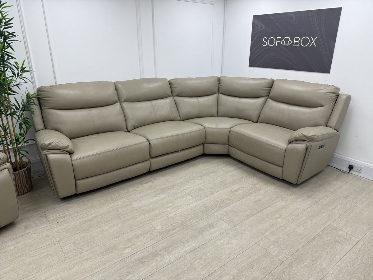 DFS Trek Power Recliner Corner Sofa In Taupe Leather