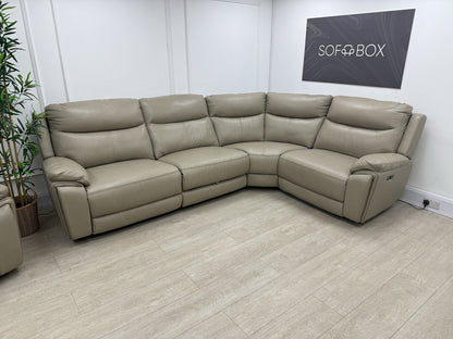DFS Trek Power Recliner Corner Sofa In Taupe Leather