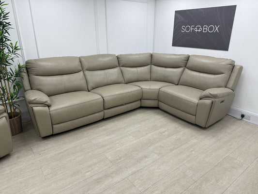DFS Trek Power Recliner Corner Sofa In Taupe Leather