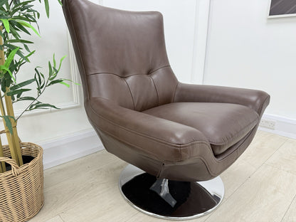 Sofology The Viento Swivel Chair In Mulberry Leather