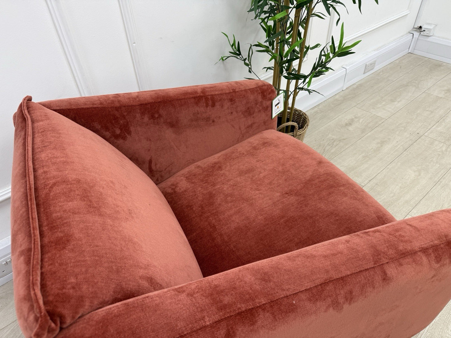 DFS French Connection Molten Swivel Accent Chair In Henna Fabric