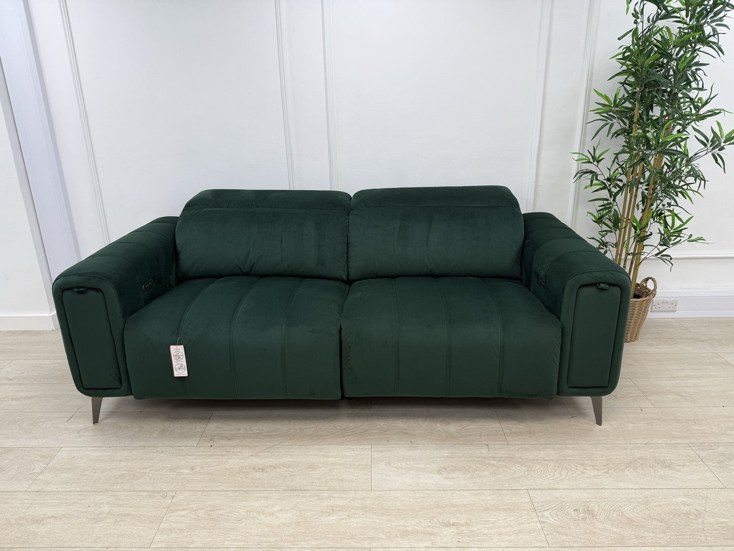 DFS Trip / Torren / Showcase Power Recliner 3 Seater Sofa In Bottle Green Velvet