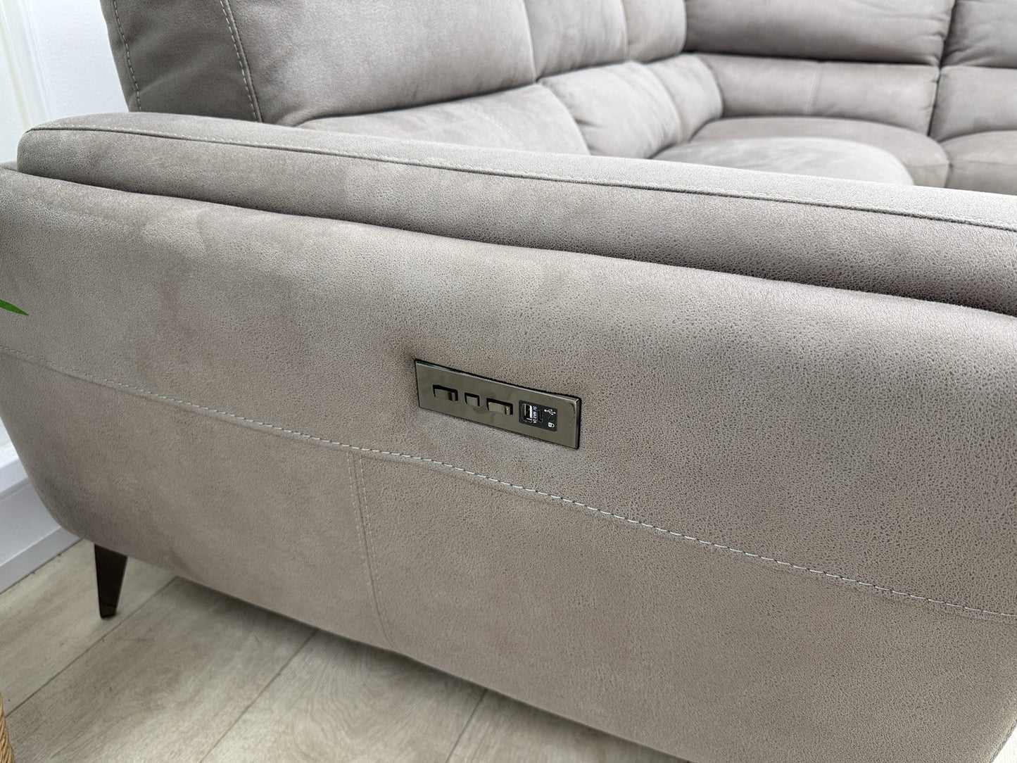 DFS San Mateo Power Recliner Corner Sofa In Arizona Pewter Fabric