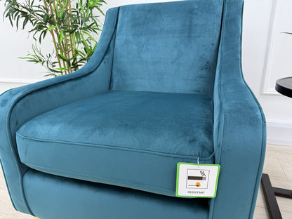 DFS Kian Velvet Accent Chair In Teal