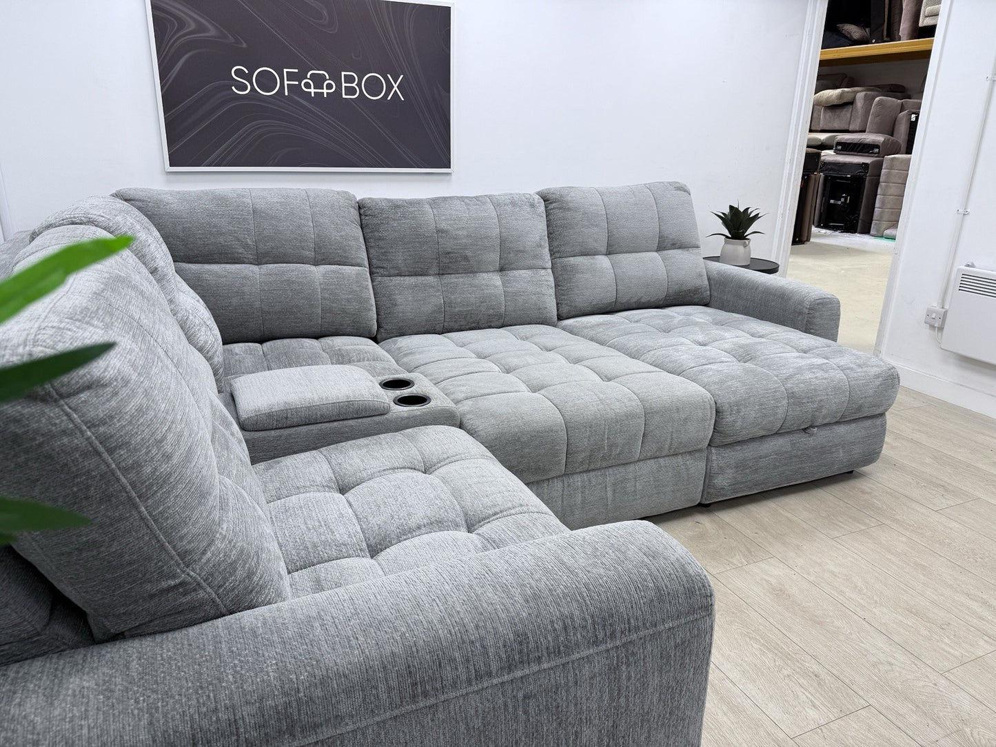 DFS Steller Power Recliner Corner Sofa In Mist Grey