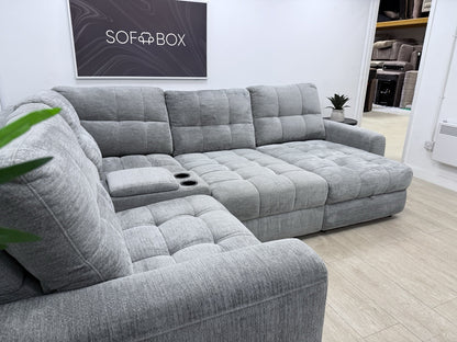 DFS Steller Power Recliner Corner Sofa In Mist Grey