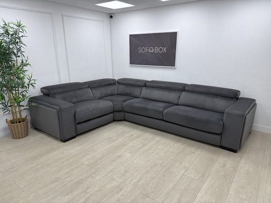 DFS Wander Power Recliner Corner Sofa Bed In Velvet Charcoal Fabric