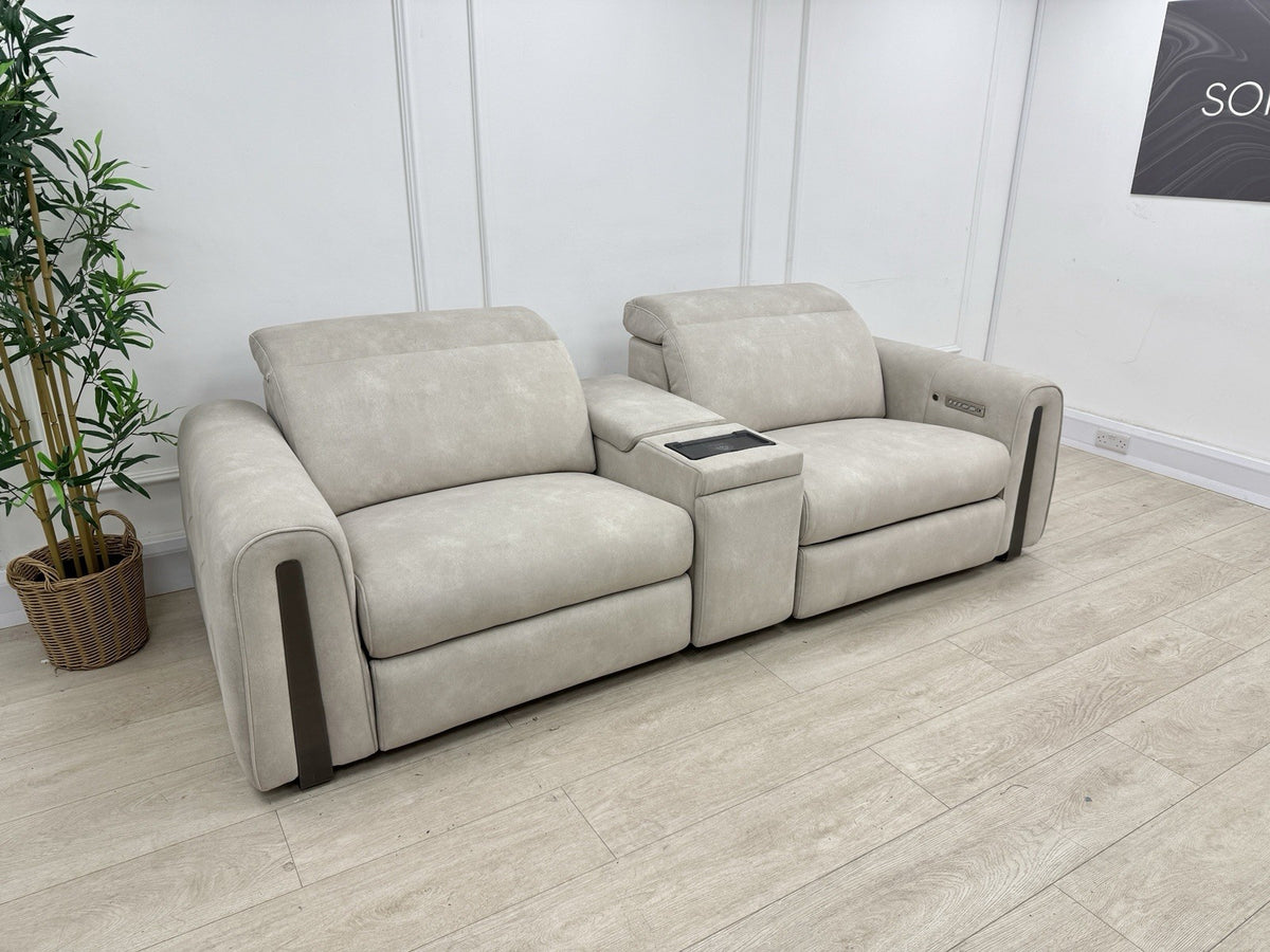 Sofology Kingsbridge Power Recliner/Heated/Headrest 3 Seater Sofa In Ivory