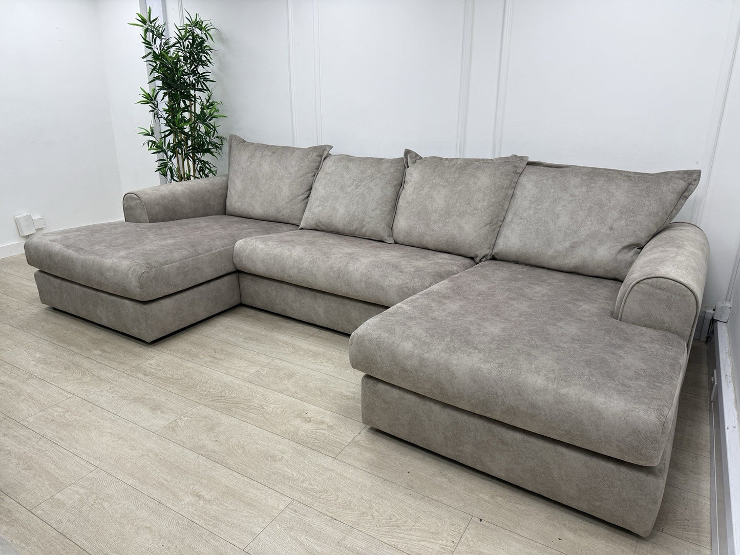 DFS Serenis Large Double Ended Chaise Sofa In Oatmeal Fabric