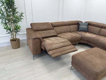 DFS Tahiti Power Recliner Corner Sofa And Footstool In Tan
