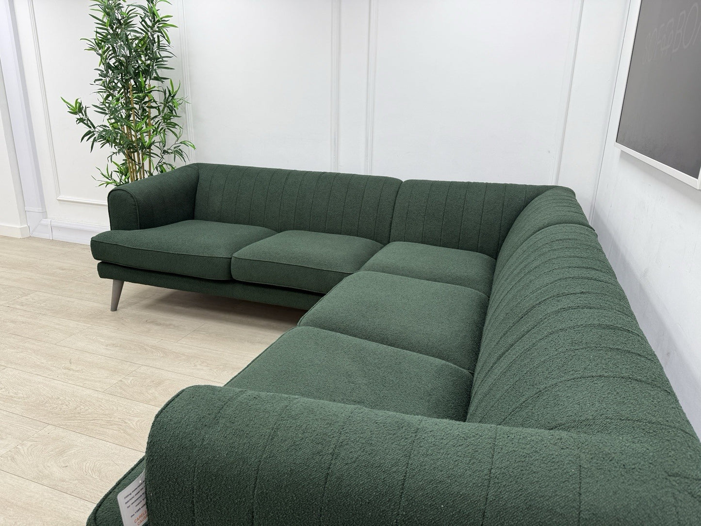 DFS Enhanced Corner Sofa In Green Bouclé Fabric
