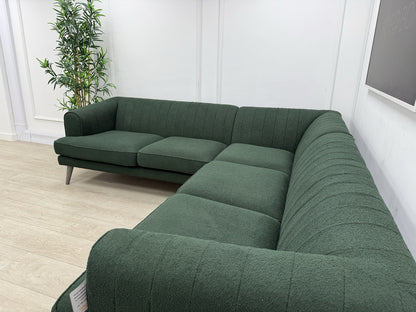 DFS Enhanced Corner Sofa In Green Bouclé Fabric