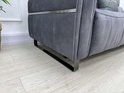 Sofology The Ravello 3 Seater Sofa Recliner/Headrest/Lumbar In Charcoal Fabric