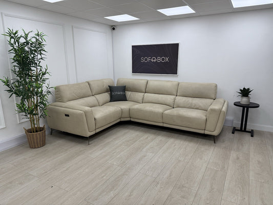 DFS San Mateo Right Hand Facing Power Recliner Corner Sofa In Stone