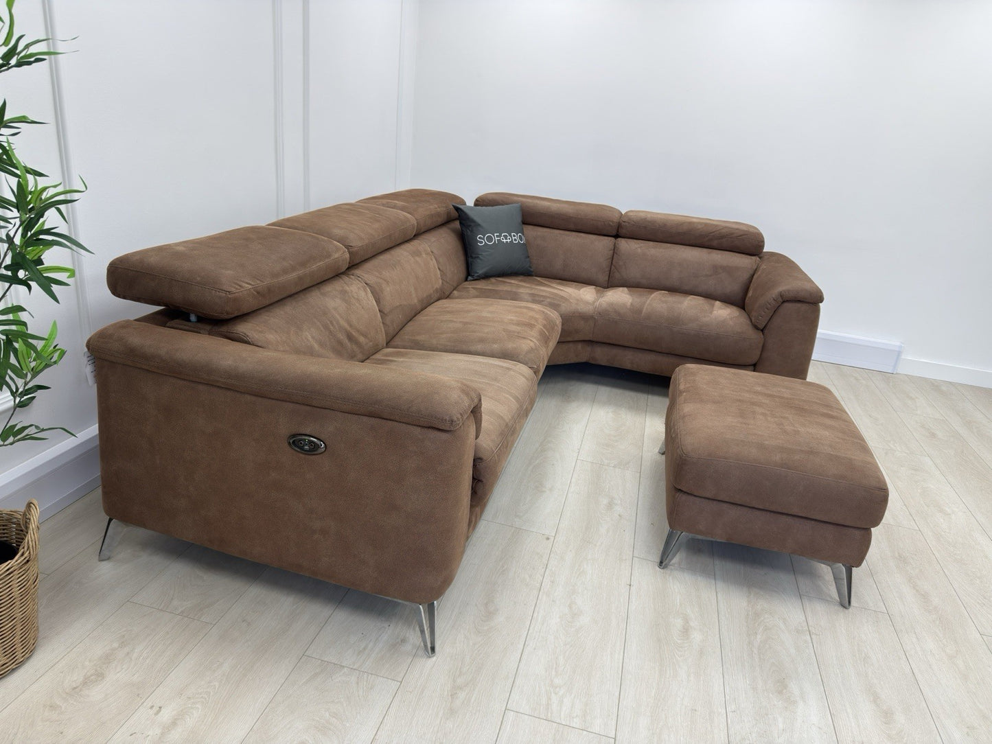 DFS Tahiti Power Recliner Corner Sofa And Footstool In Tan