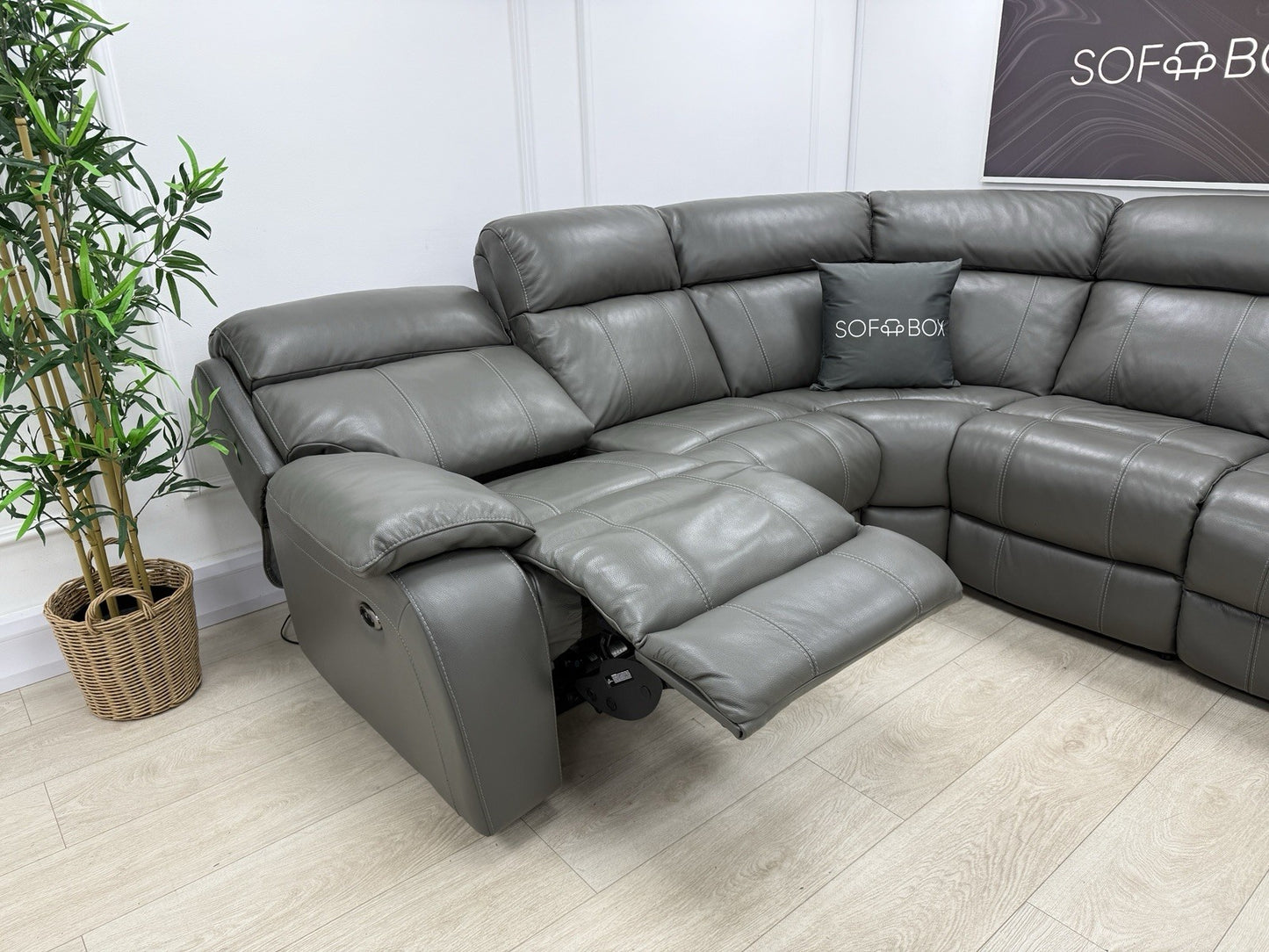 Furniture Village Moreno Power Recliner Corner Sofa In Grey Leather