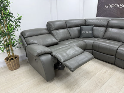 Furniture Village Moreno Power Recliner Corner Sofa In Grey Leather