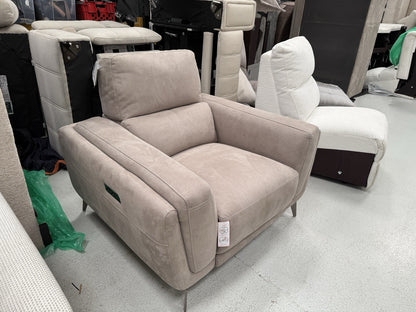 DFS San Mateo Power Recliner Chair In Stone Fabric