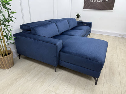 John Lewis Gradient LHF Chaise Power Recliner Sofa In Navy Chenille