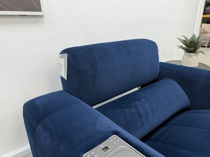 DFS Showcase Power Recliner Chair With Arm Console Cinesound In Blue