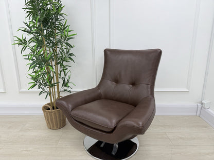 Sofology The Viento Swivel Chair In Mulberry Leather