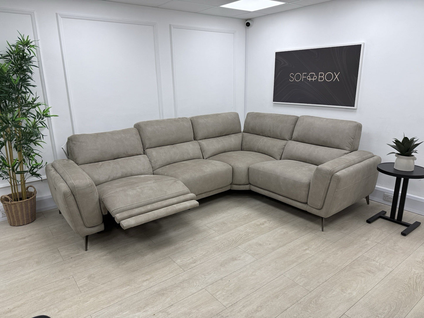 DFS San Mateo Power Recliner Corner Sofa In Arizona Stone Fabric