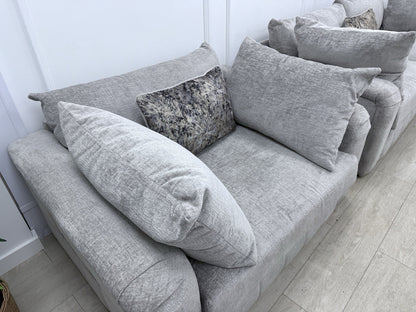 Sofology The Westwood 4 Seater Sofa, Loveseat & Footstool In Silver Chenille