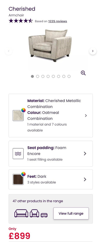 DFS Cherished 3 Seater Sofa, Chair & Footstool Set In Oatmeal