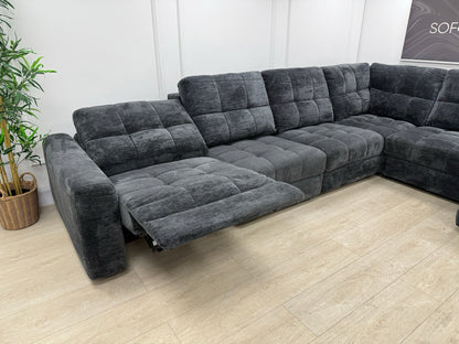 DFS Steller Power Recliner Chaise Corner Sofa In Nuova Black Fabric