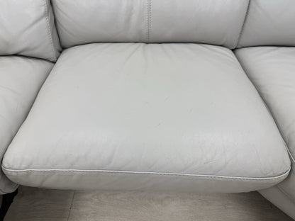 DFS Tahiti Leather Power Recliner Corner Sofa & Armchair Set In Light Grey