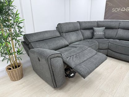 Harvey's Brooklyn 3 X Power Recliner Corner Sofa In Charcoal