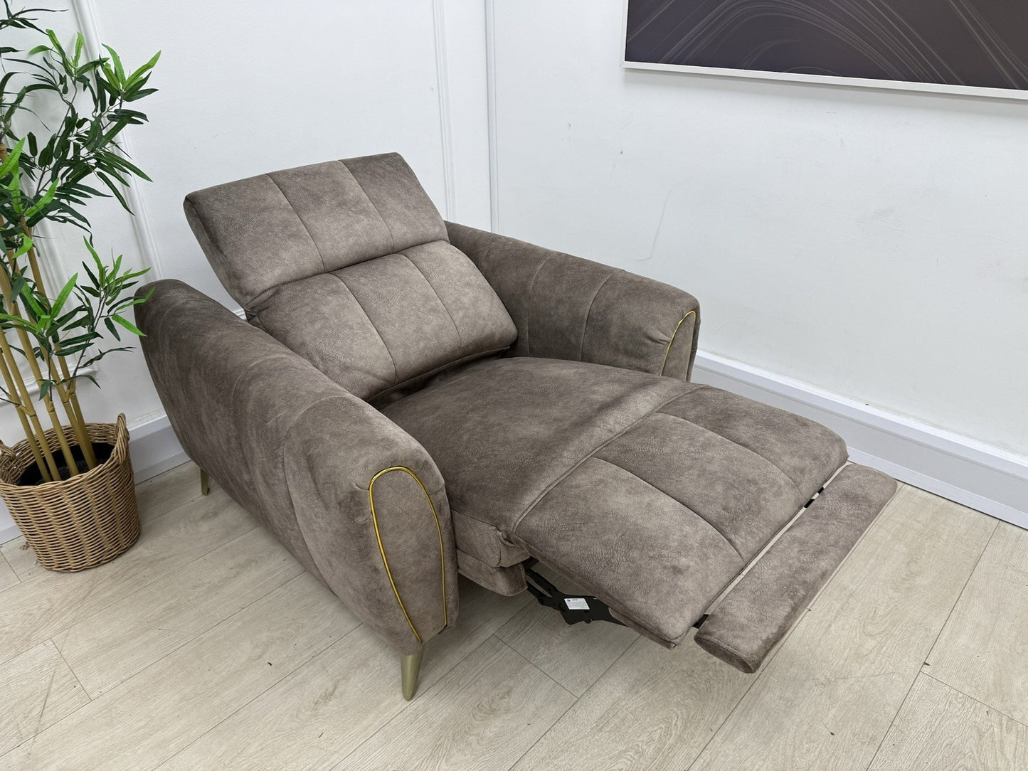 DFS Lidia Power Recliner Chair In Mayson Truffle Fabric