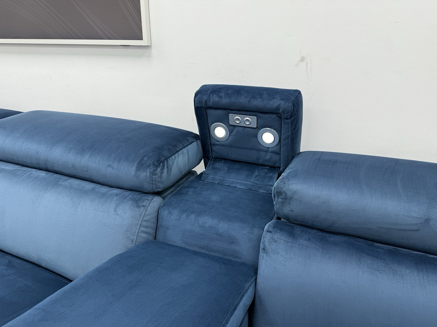 DFS Wander Velvet Power Recliner 3 Corner Sofa Bed 2 In Navy Blue