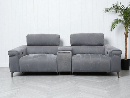 Furniture Village Homestage Fabric 3 Seater Power Recliner Sofa,Media/Headrests